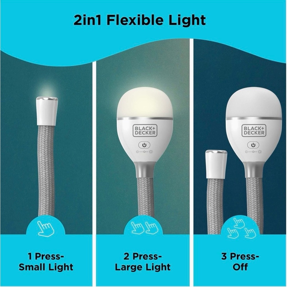 Black & Decker SnakeLight Flexible LED Lamp - White & Gray - Picture 3 of 6
